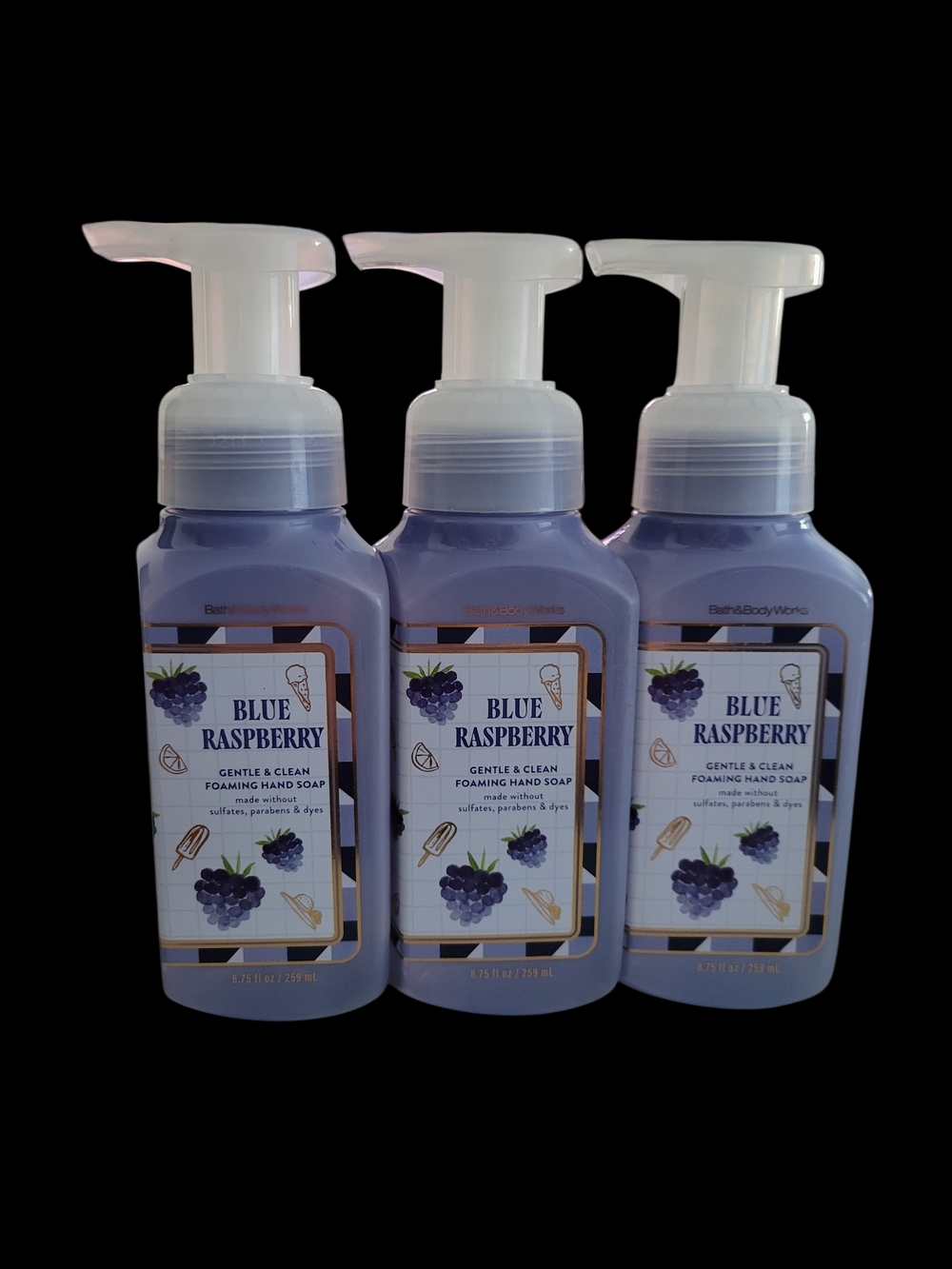 Blue Raspberry Foaming Hand Soap - Gentle & Clean - 8.75 oz (Lavender Bottle)